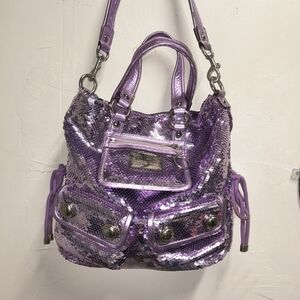 Coach Metallic Purple Sequin Shoulder Bag